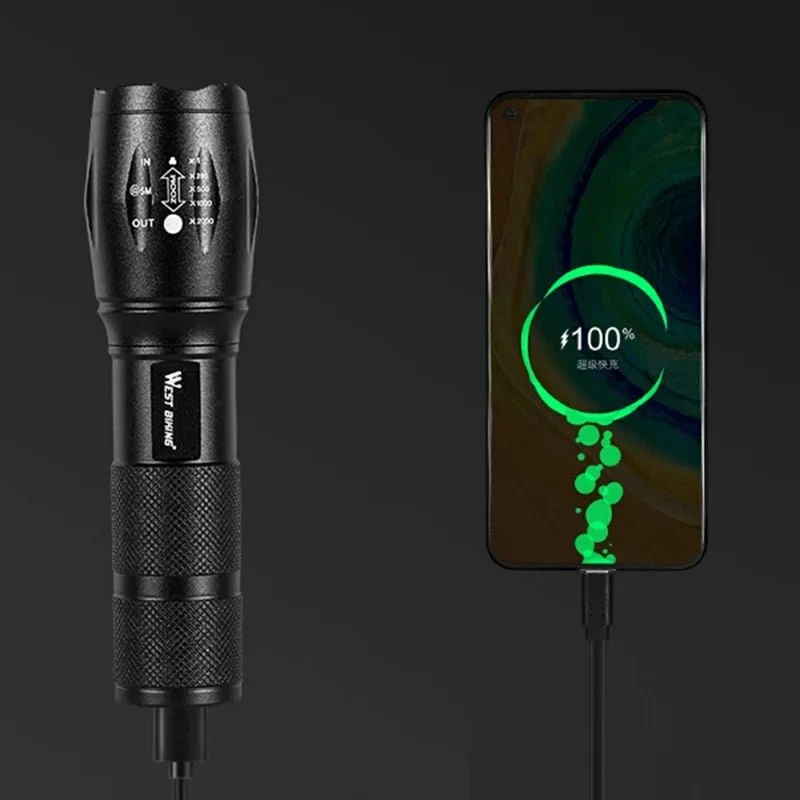 Sykkellykt foran, 3 moduser, supersterk, teleskopisk zoom