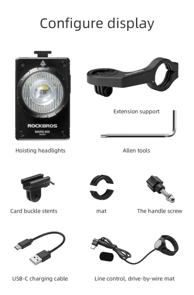 Sykkellykt ROCKBROS 800 lumen, IPX6