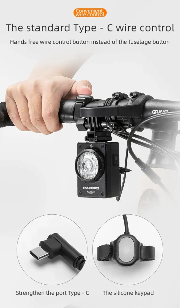 Sykkellykt ROCKBROS 800 lumen, IPX6
