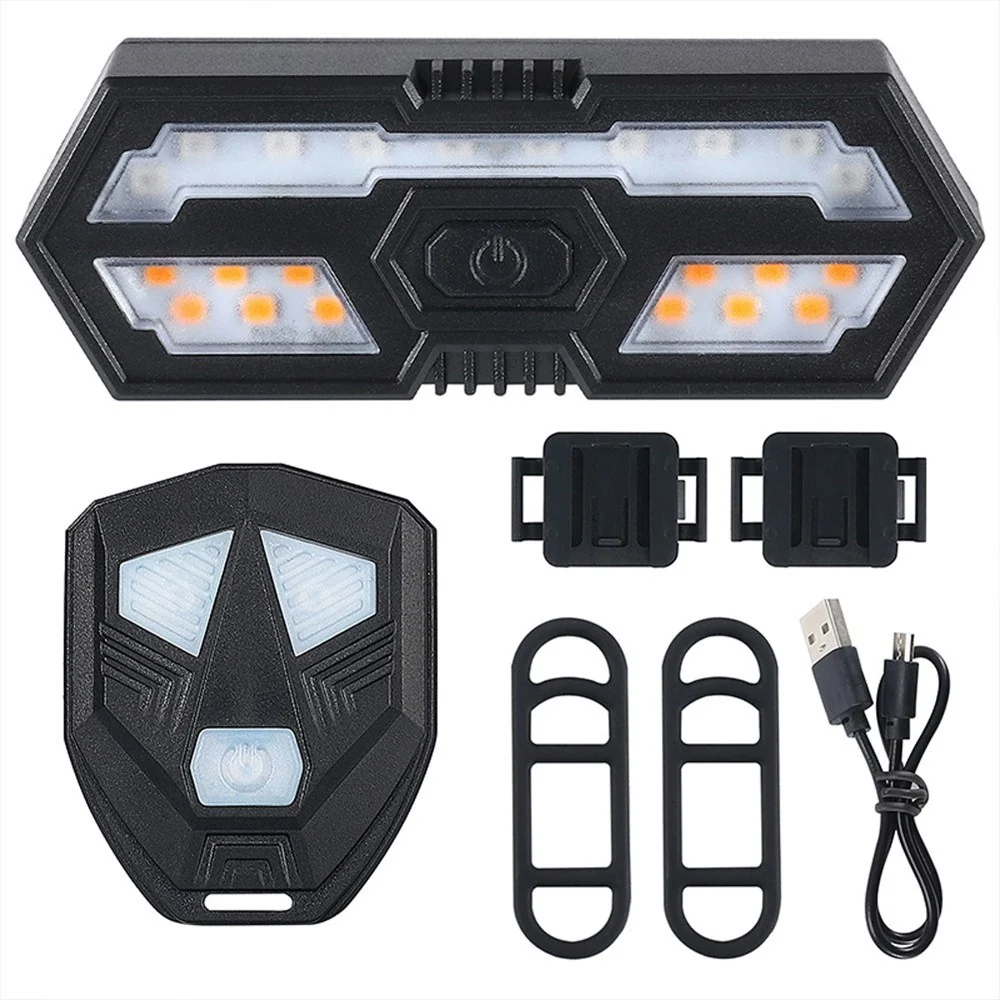 Vanntett LED-sykkel baklys med USB, fjernkontroll 5 m og alarm