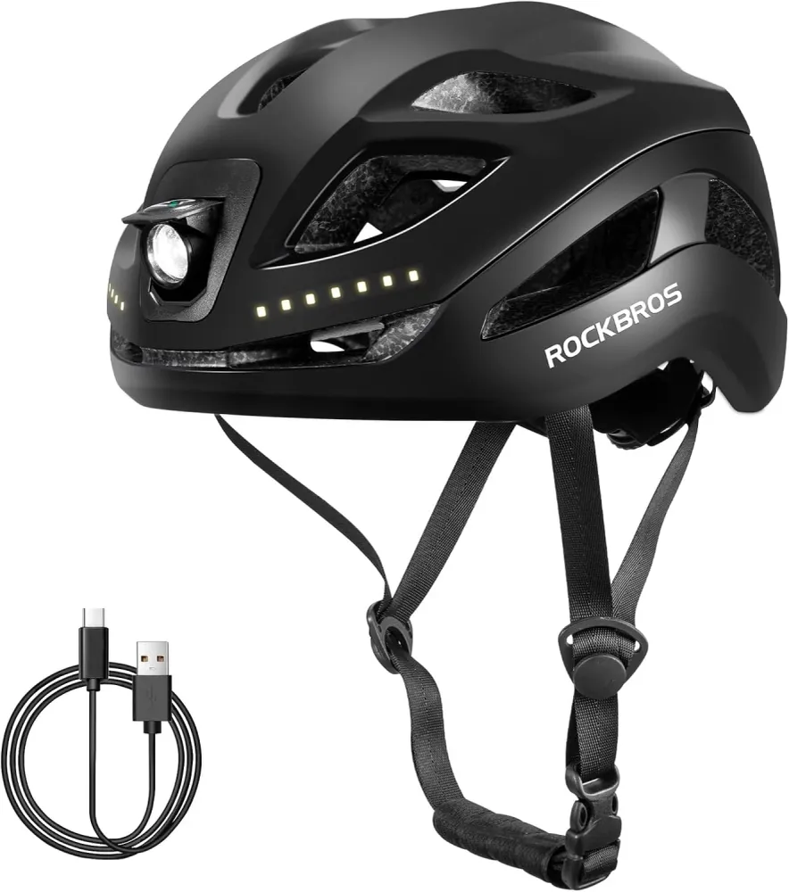 Lysende LED-sykkelhjelm Oppladbar Justerbar 57-61 cm