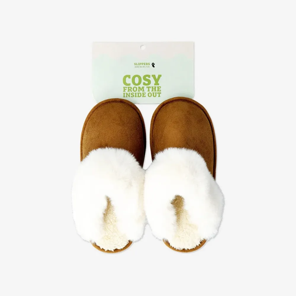 CL brown slippers plush