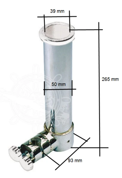 Fiskestangholder søkestang, Rustfri AISI 316, Justerbar, Ø: 50/39 mm, 20/30 mm rør
