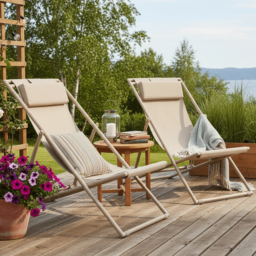 Curtis strandstol, tekstil taupe