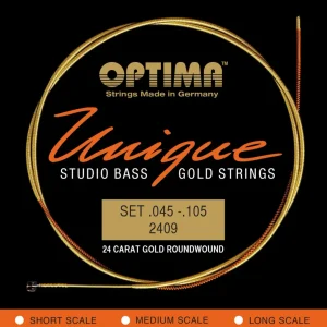 Optima E-bass-strenger Unique gyldne studiostrenger - 4-strengs medium scale (2409M)