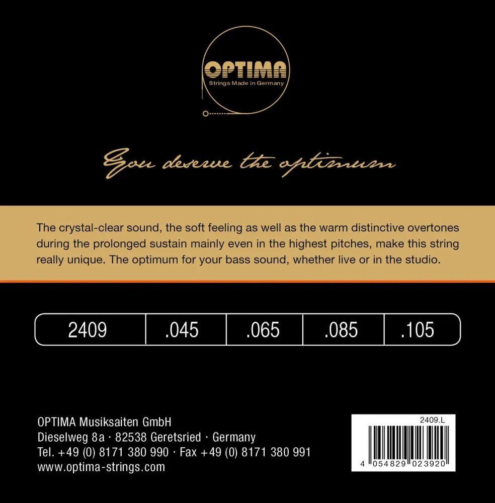 Optima E-bass-strenger Unique gyldne studiostrenger - 4-strengs medium scale (2409M)