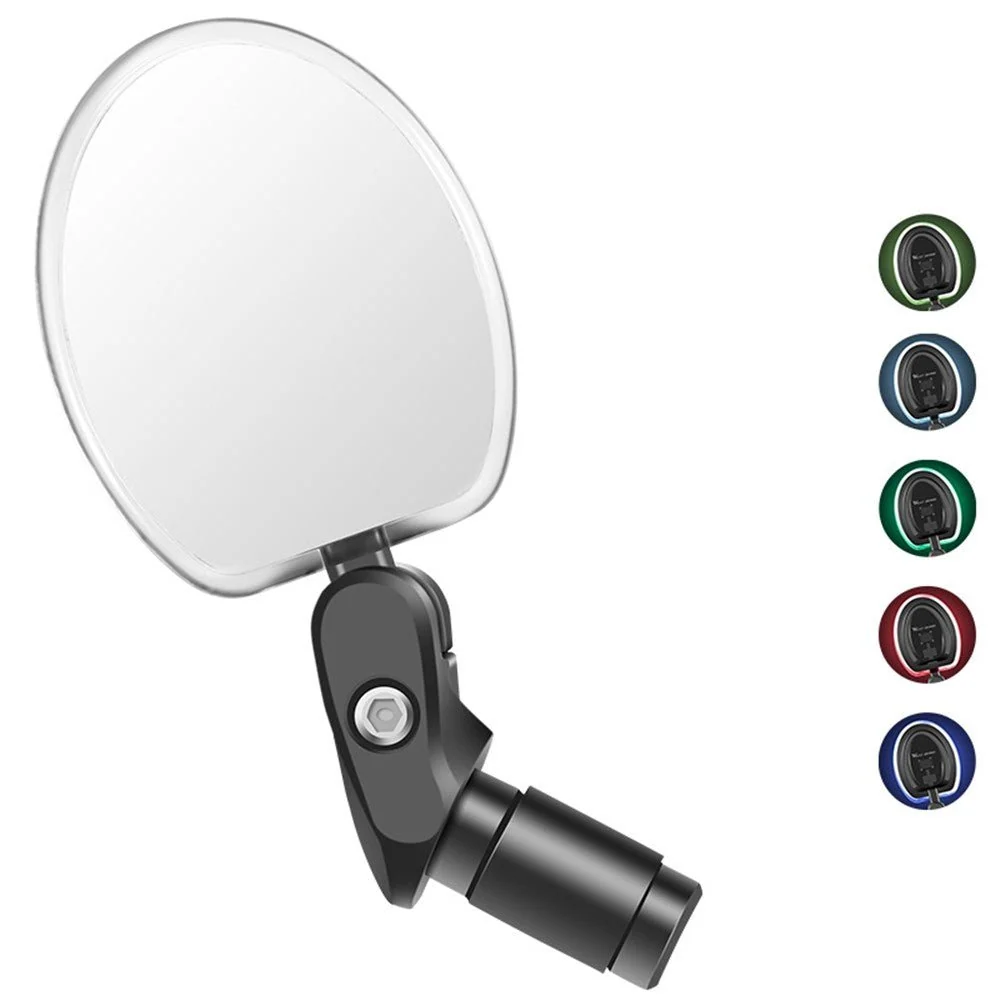 USB-oppladbart sykkelstyrespeil 360° med integrert LED