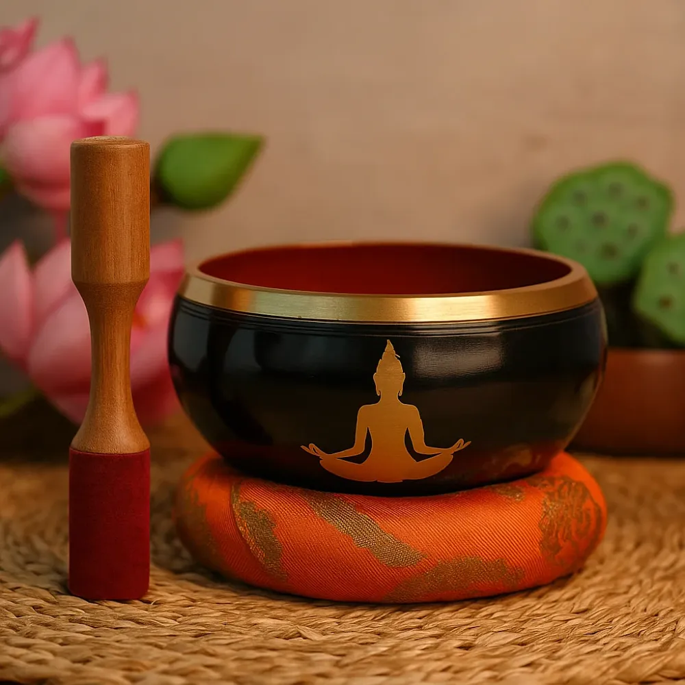 Syngeskålsett Buddha Svart Oransje 14cm