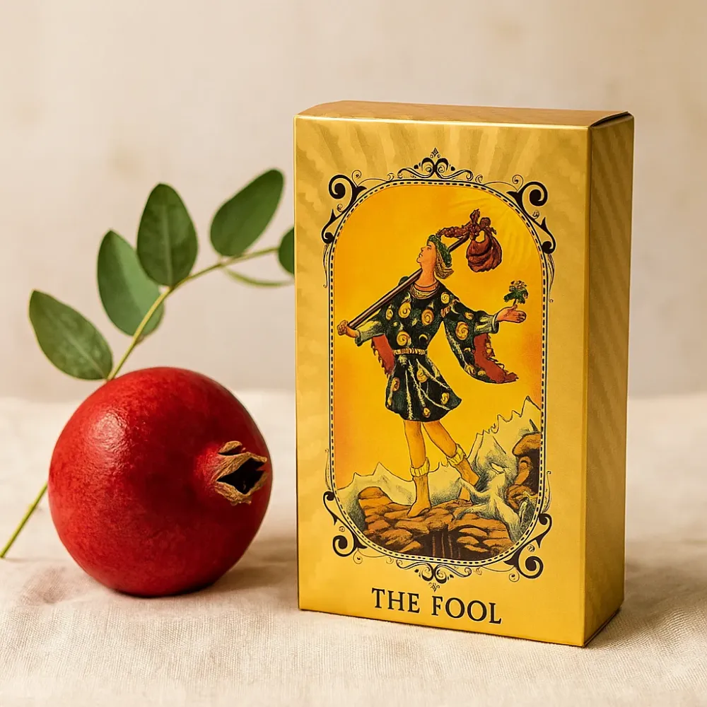 Blå-Gull Folie Rider-Waite 78-korts Tarotkortstokk med Veiledningsbok