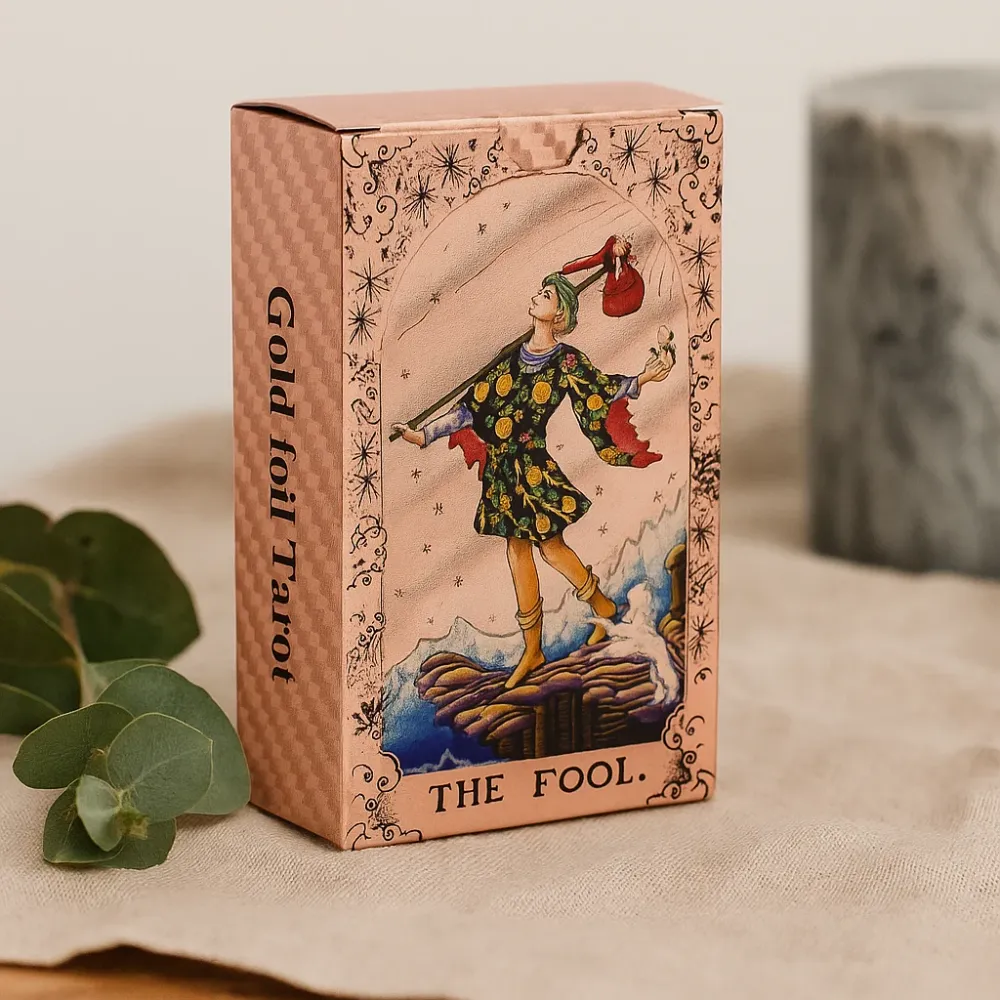 Rose gull månefase tarotkortstokk med guidebok