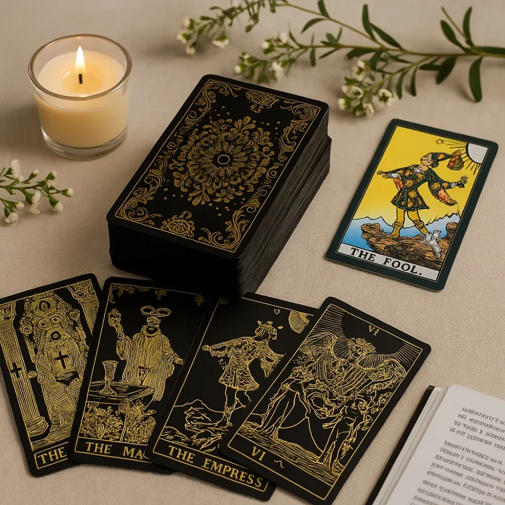 Tarotkort Sett Gullfolie Bok Gaveeske