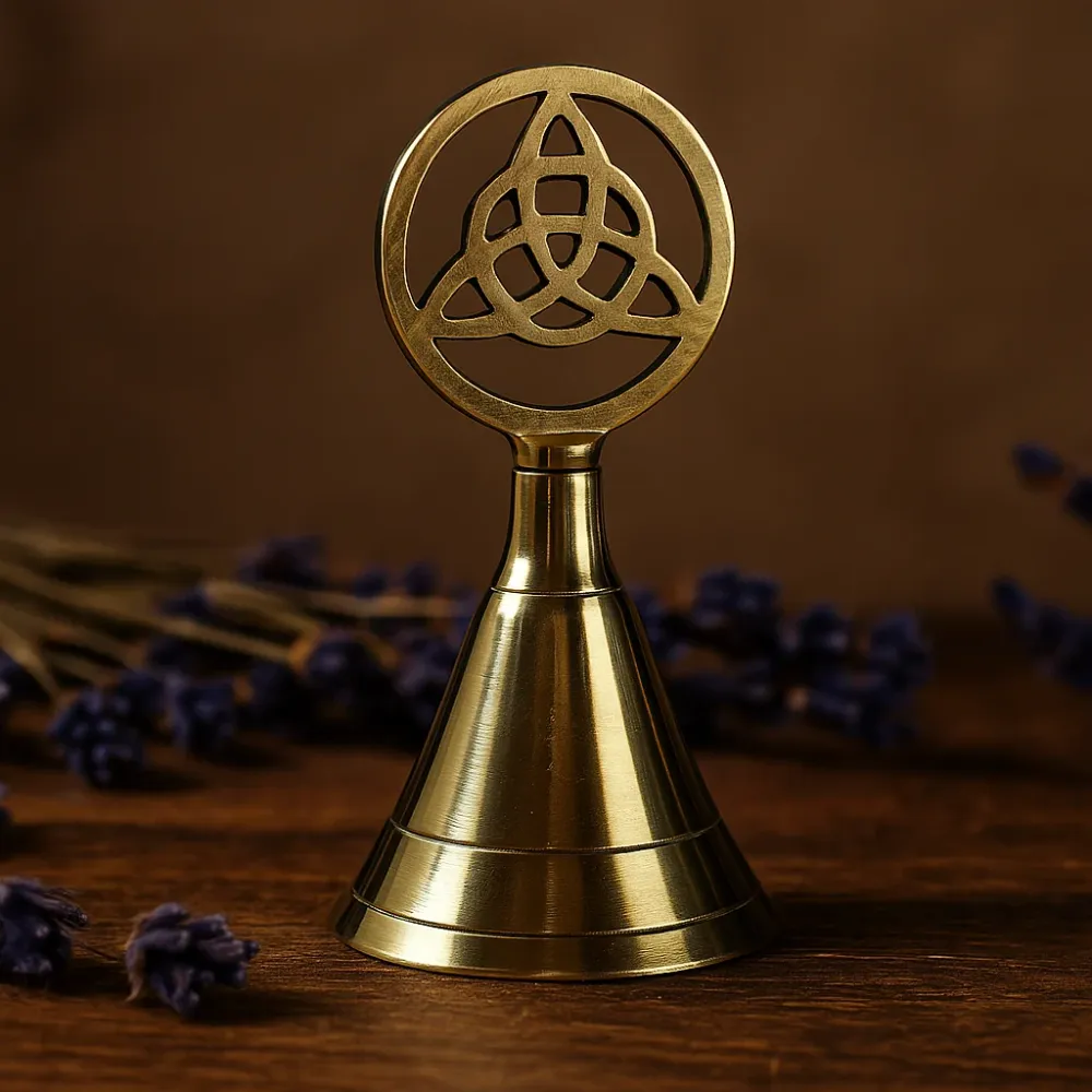 Messing alterklokke – Triquetra keltisk rituell bjelle
