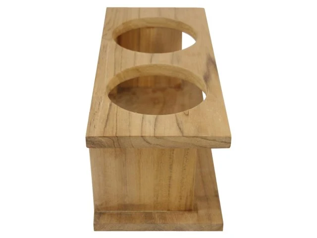 Eude, Dobbel flaskeholder i teak, 26x11,5x10,5 cm