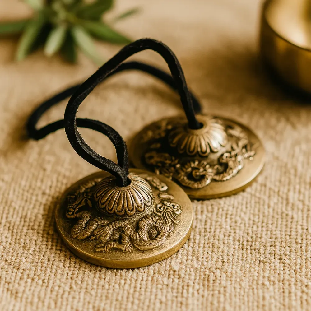 Tingsha Cymbaler Par Tibetansk Drage 7.4 cm