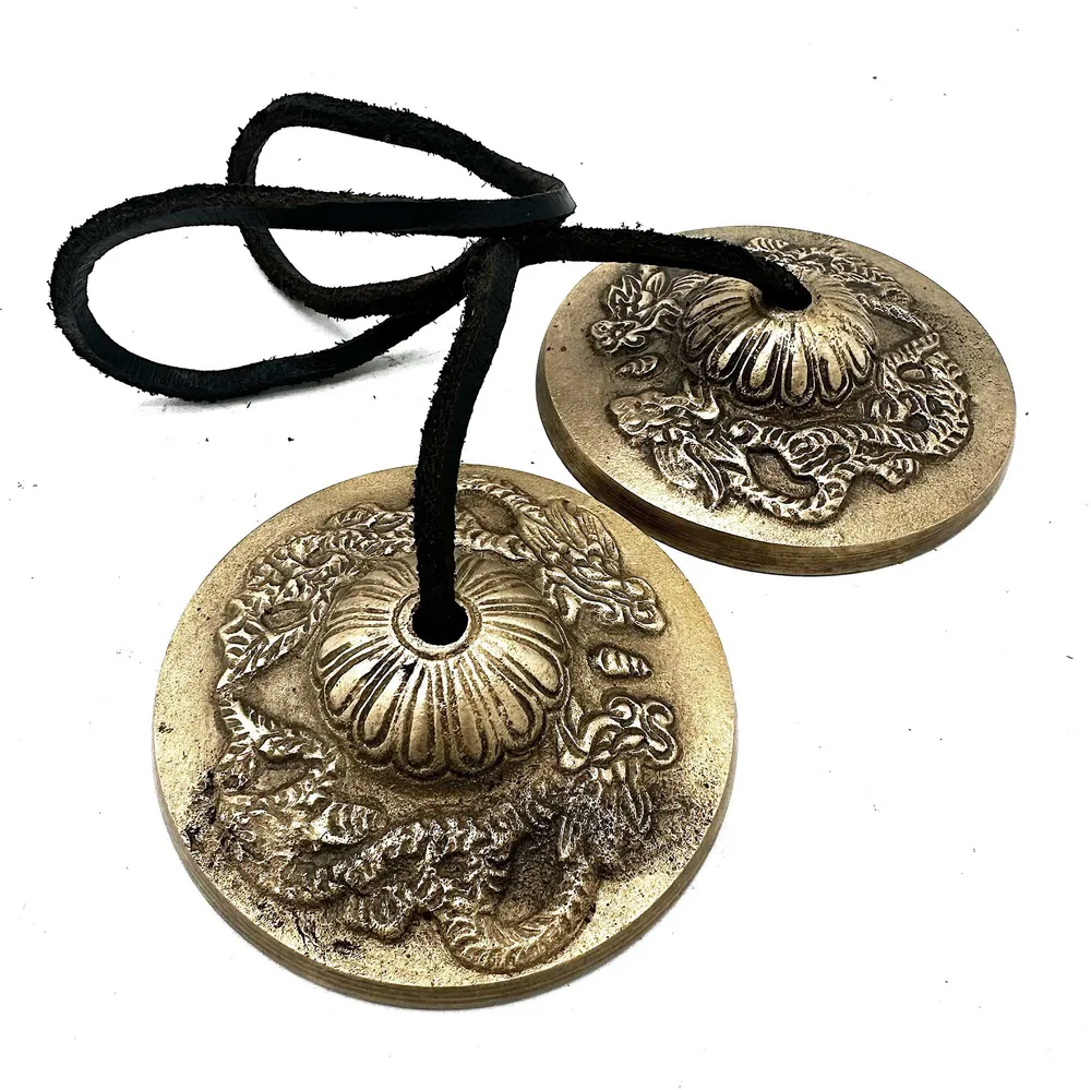 Tingsha Cymbaler Par Tibetansk Drage 7.4 cm