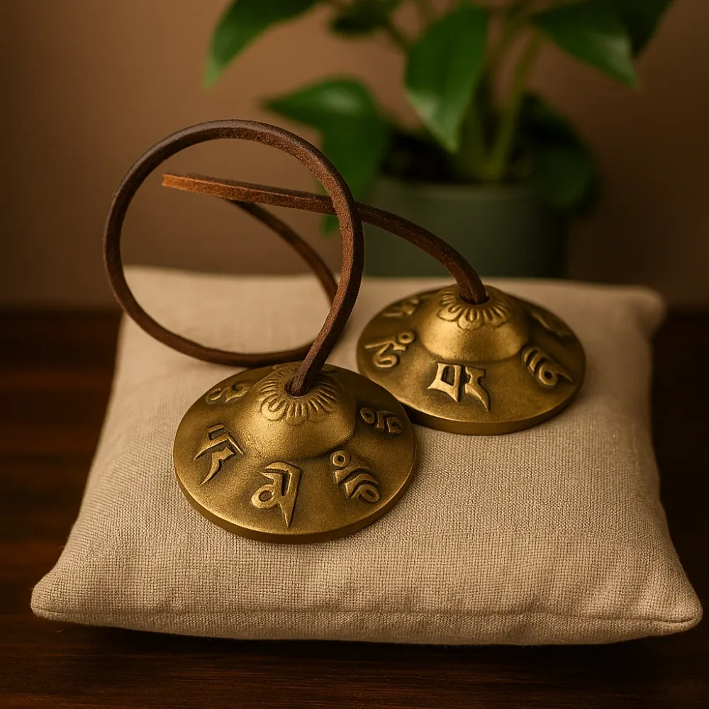 Tingsha Cymbaler Tibetanske Lykke Symboler 6cm