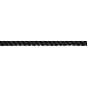 Talamex, 3-strenget polypropylen multifil, Sort, 15 % stræk, Fortøjningsline/Fenderline/Flydere – Størrelse: 20mm, 100 Meter