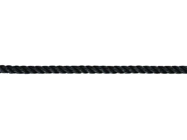 Talamex, 3-strenget polypropylen multifil, Sort, 15 % stræk, Fortøjningsline/Fenderline/Flydere – Størrelse: 14mm, 170 Meter