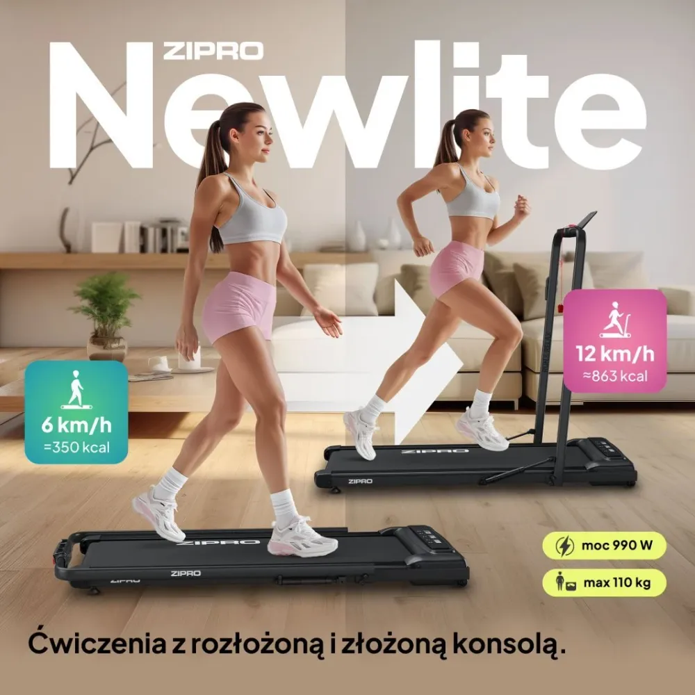 Tredemølle sammenleggbar walking pad 40x120cm hjemmet Zipro Newlite