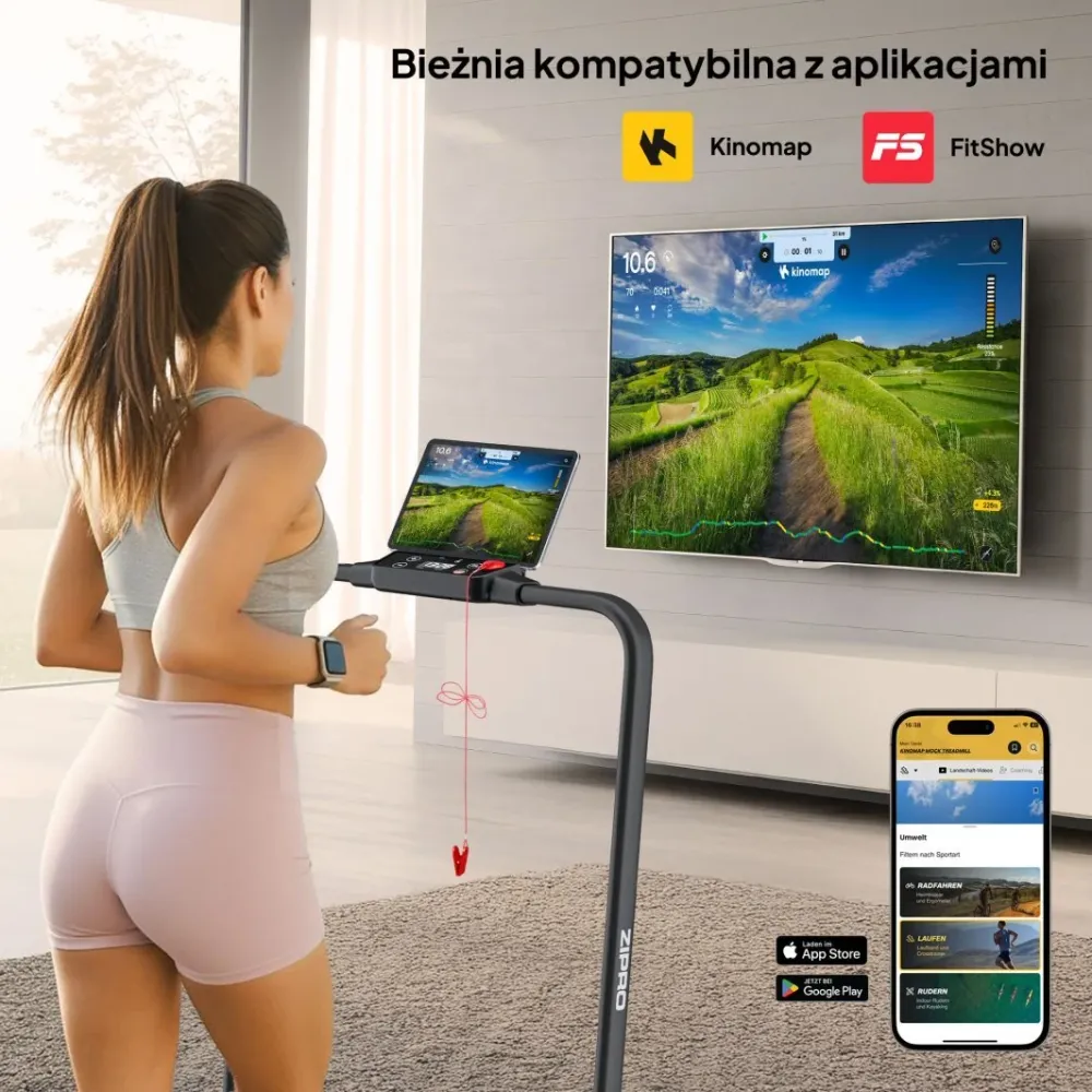 Tredemølle sammenleggbar walking pad 40x120cm hjemmet Zipro Newlite