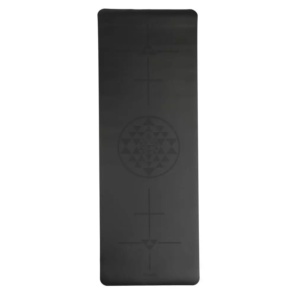 Design yogamatte PHOENIX, svart med Alignment-Yantra design (4 mm, 185 x 66 cm)