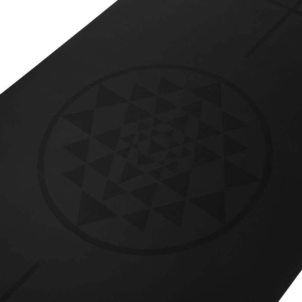 Design yogamatte PHOENIX, svart med Alignment-Yantra design (4 mm, 185 x 66 cm)