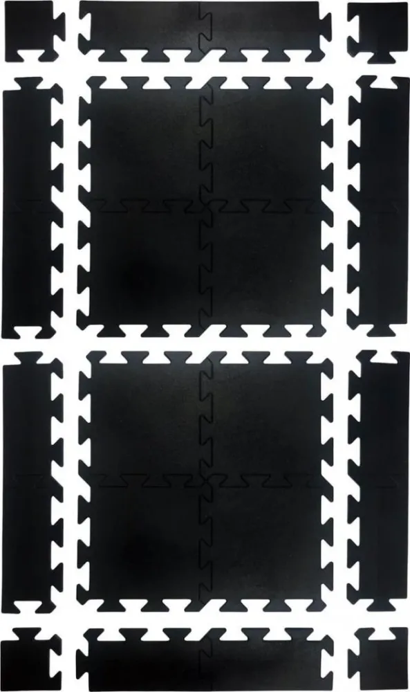 Gummimatte15mm 2 m² med kanter, svart til treningsrom UnderFit