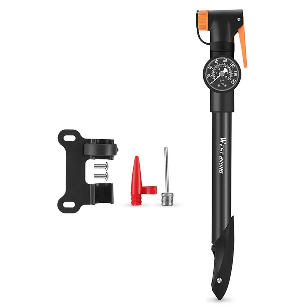 Mini bærbar sykkelpumpe med manometer