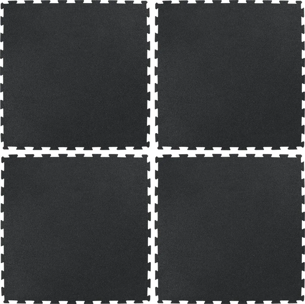 Treningsgulv I Gummi 100x100x2cm, Puslesystem, Svart – Rebel Active