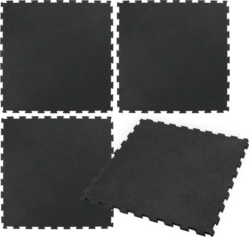 Treningsgulv I Gummi 100x100x2cm, Puslesystem, Svart – Rebel Active