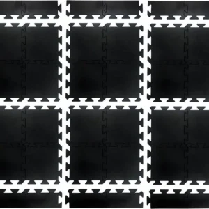 Treningsgulv puzzle gummi 15mm 6 m² med kanter til hjemmegym UnderFit