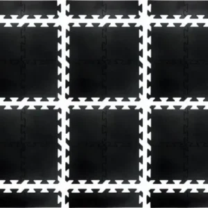 Treningsgulv puzzle gummi 15mm 10 m² med kanter til hjemmegym UnderFit