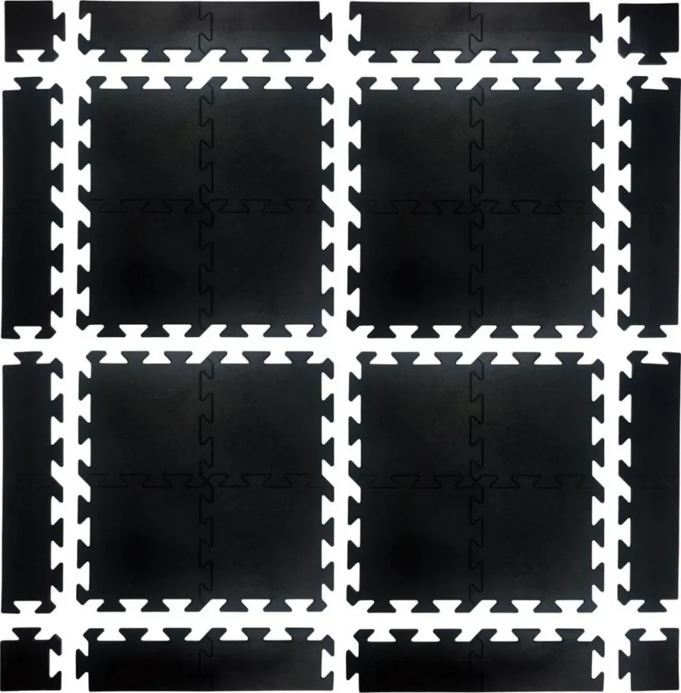 Treningsmatte gummipuzzle 15mm 4 m² med kanter til hjemmegym UnderFit