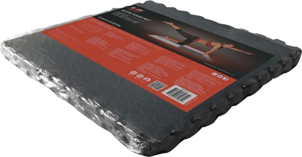 Treningsmatte Puzzle 60x60cm, 4 Deler, 12mm, Svart – Body Sculpture 8340B
