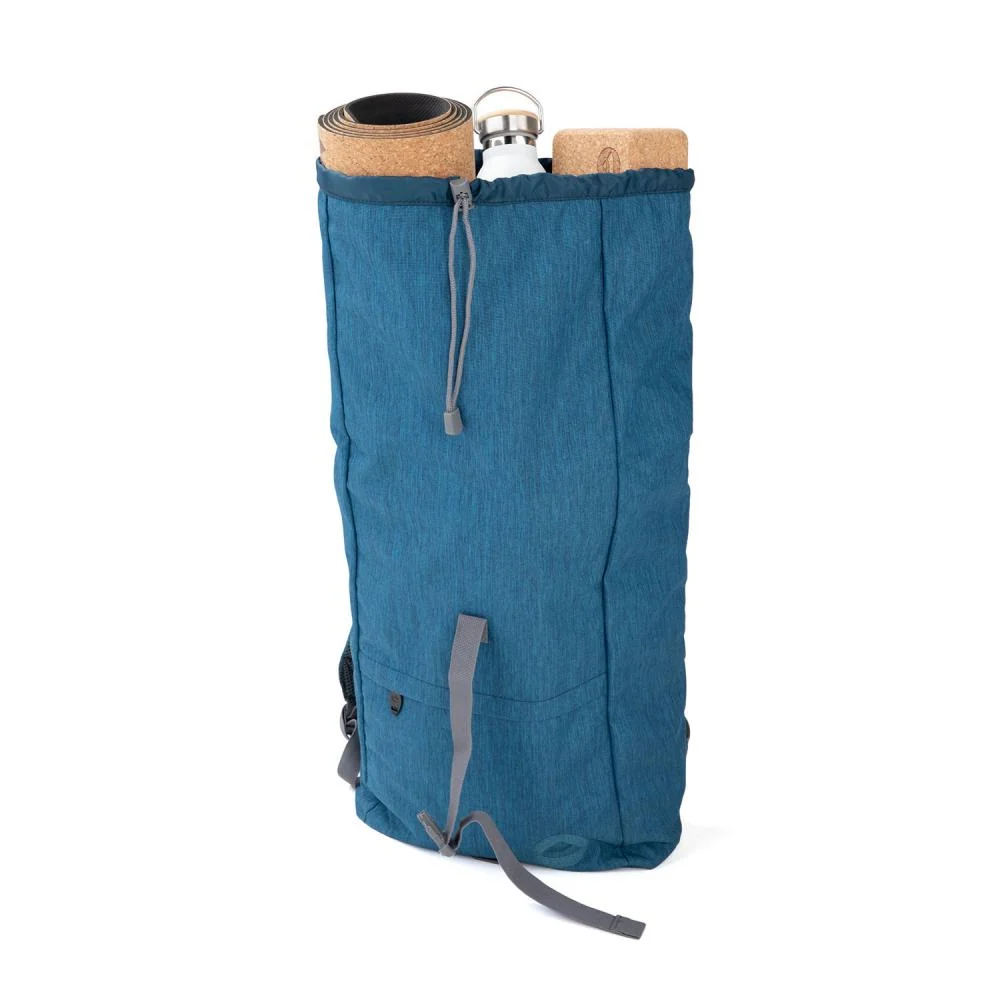 Urban Yogi rolltop ryggsekk - Praktisk yogabag i blått med plass til yogamatte og 14" laptop