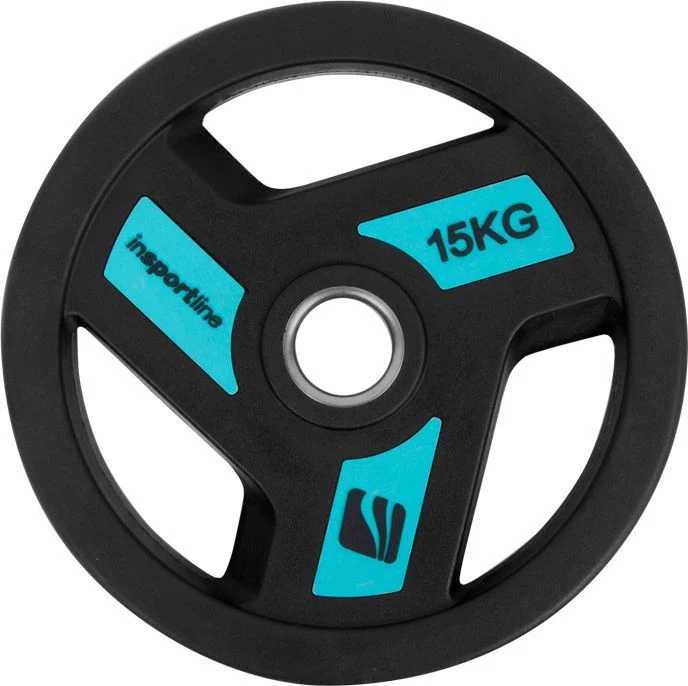 Vektskive 15kg Olympisk 50mm Gummiert Med Grep InSPORTline Herk 9196