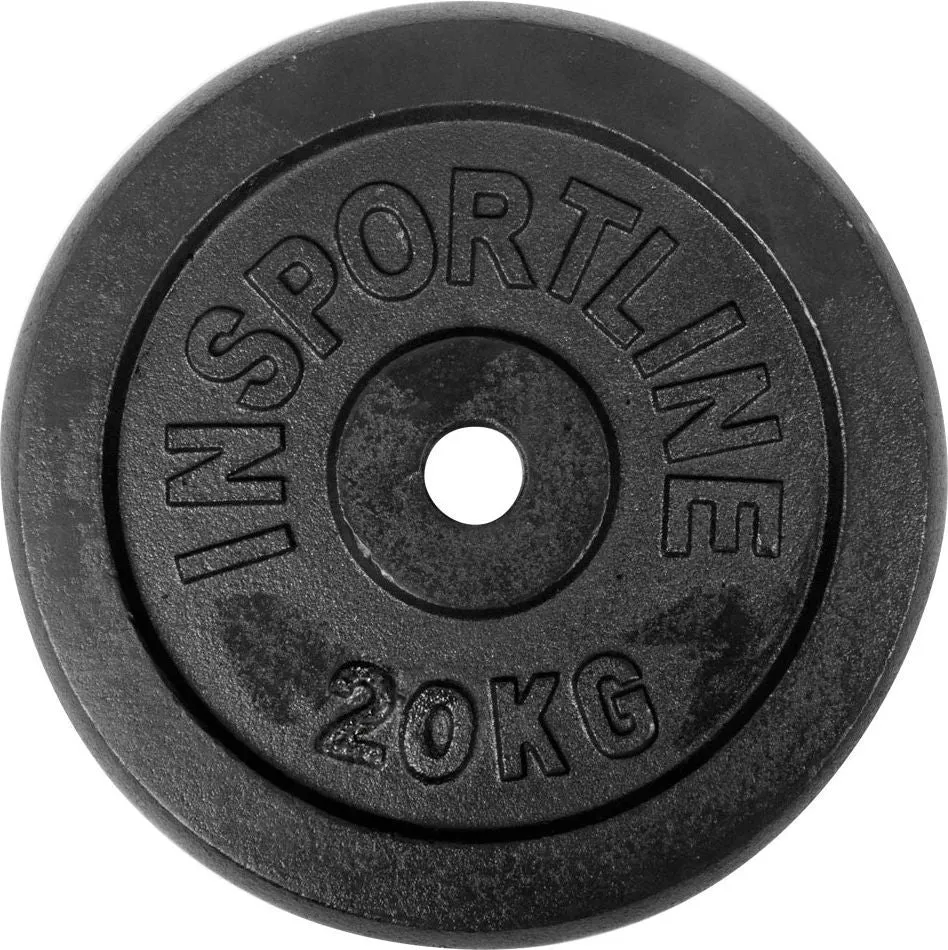 Vektskive 20kg 30mm hull, støpejern til vektstang – inSPORTline 747