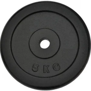 Vektskive 2x5kg støpejern 30mm hull svart til stang Spartan – S1220
