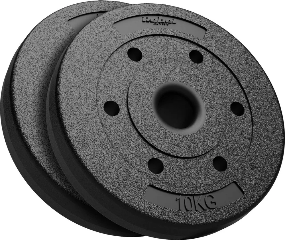 Vektskiver 2x10kg 51mm Bitumen, Til Olympisk Stang Rebel Active