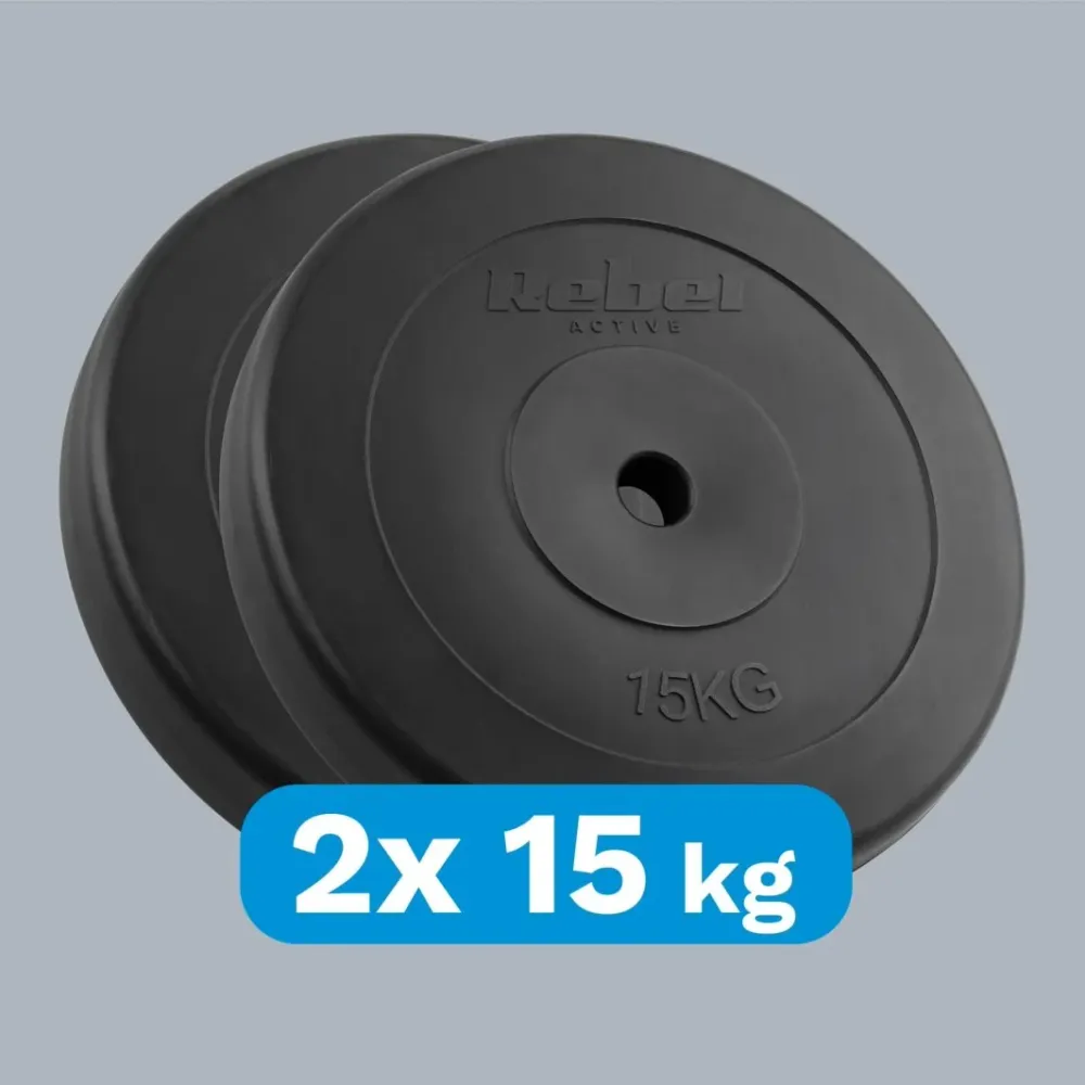 Vektskiver 2x15kg Bitumen, 31mm Hull, Klassisk Plate Rebel Active