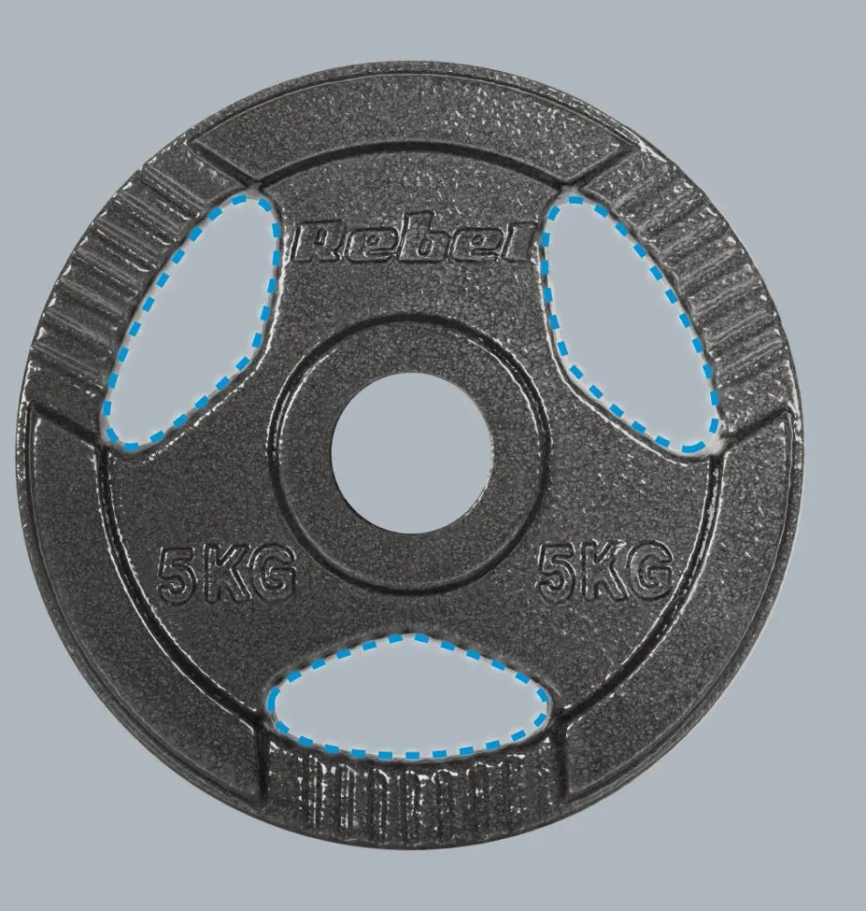 Vektskiver 4x5kg olympiske 51mm med grep, støpejern – Rebel