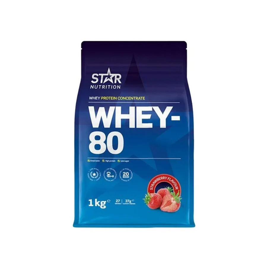 Star Nutrition whey-80 jordbær 1 kg