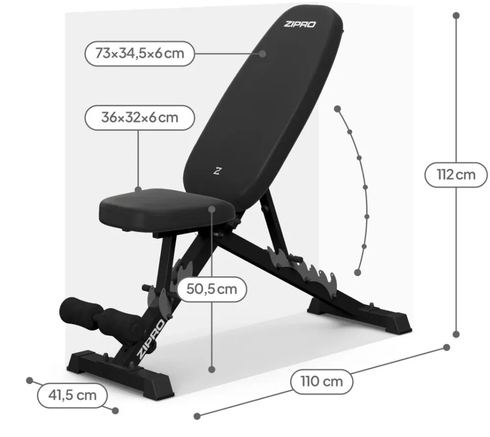 Treningsbenk Justerbar, Sammenleggbar 5x24x135cm Zipro Jacked