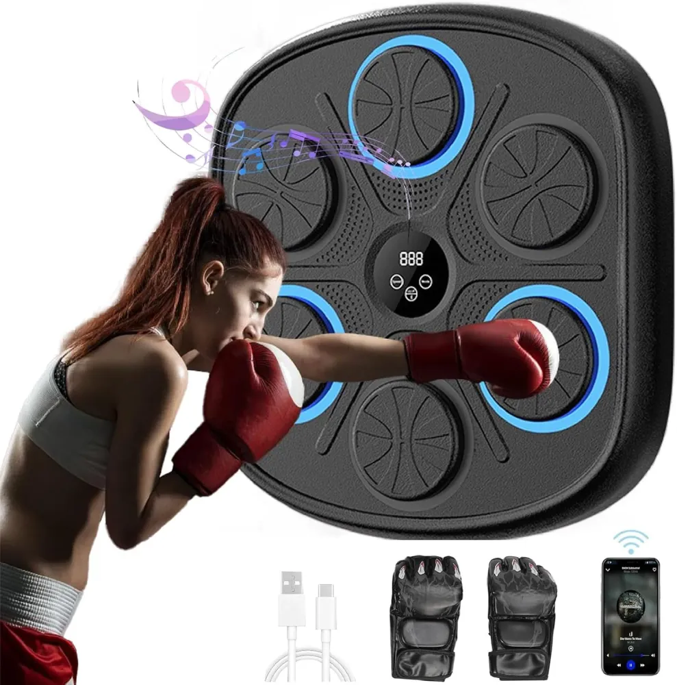 Bluetooth-boksemaskin med LED-lys, musikk