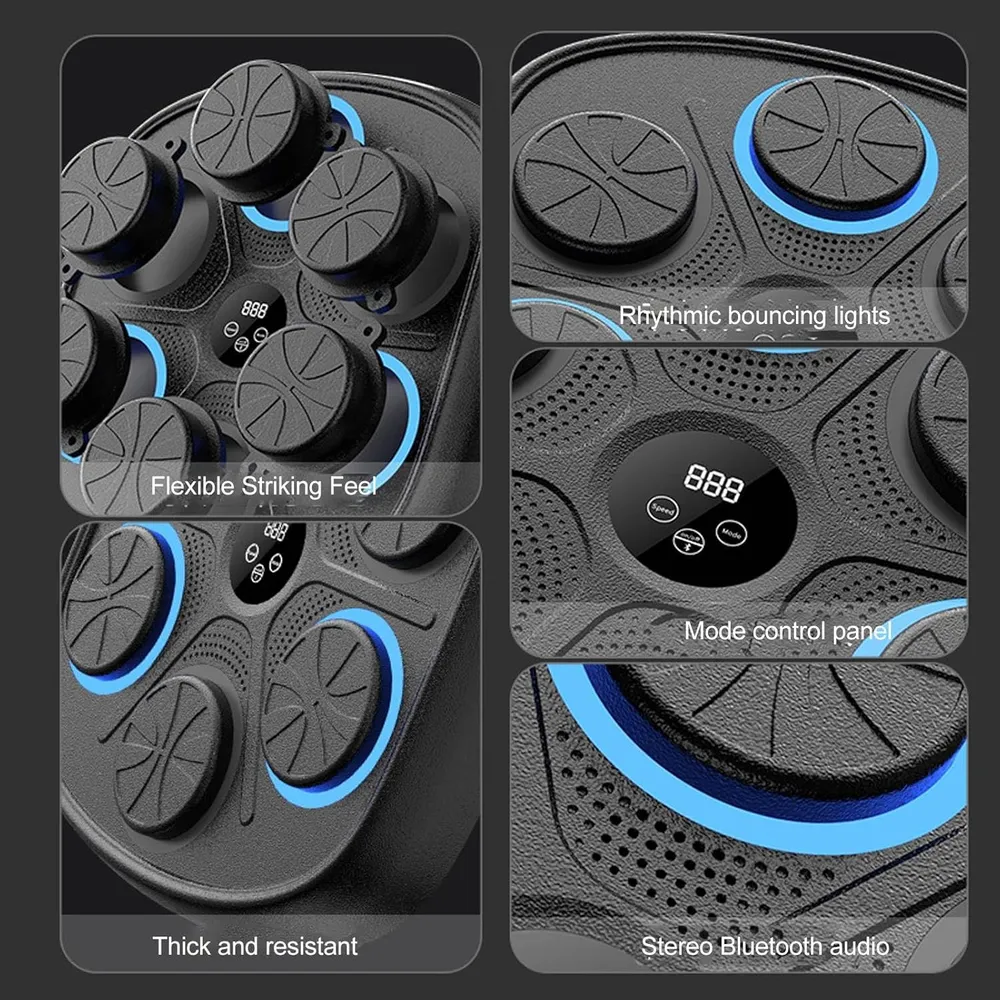 Bluetooth-boksemaskin med LED-lys, musikk