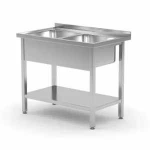 Dobbelt rustfri vask med hylle - selvmontering Kitchen Line