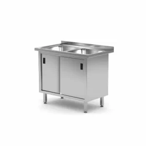 Dobbelt rustfri vaskebord med skap – sveiset Profi Line
