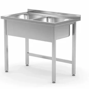 Rustfri oppvaskbord - sveiset, 2 vasker, dybde: 600 mm. Kitchen Line